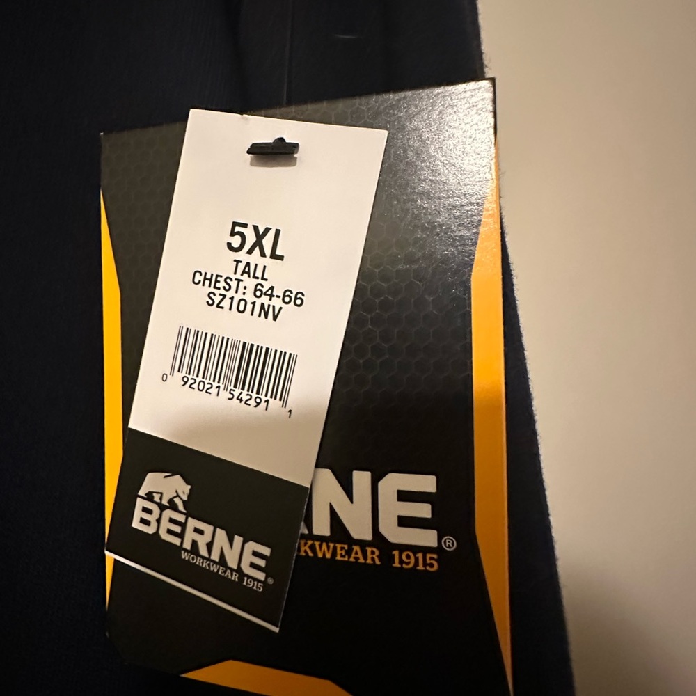 Berne Heritage Thermal-Lined Navy Zip-Up Hoodie NWT 5X Tall - Picture 2 of 3